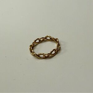 Tiffany & Co. 18k yellow gold infinity ring narrow band, size 6.5